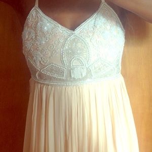 Peach Heavily Beaded Bodice Dress