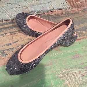 Silver sequin ballet flats