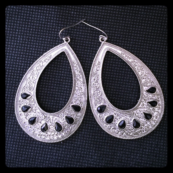 Silver and black earrings