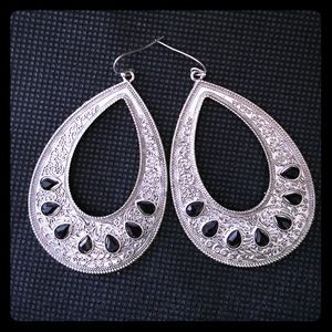 Silver and black earrings