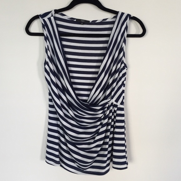 Blue and White Striped sleeveless blouse in small