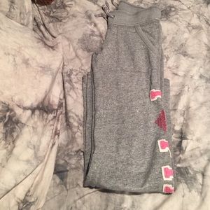 PINK sparkly grey boot leg sweats