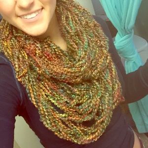 Homemade arm knit scarf