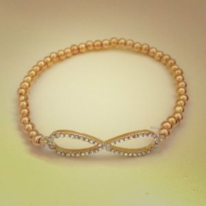 Gold Rhinestone Embellished Infinity Bracelet