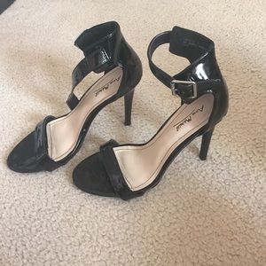 Enzo 01N Black Ankle Strap Sandal Heels
