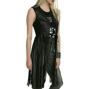 Leather fringe vest