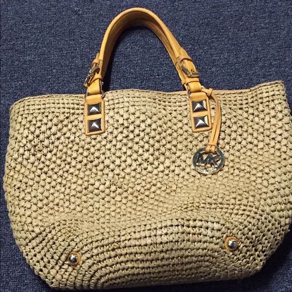 Michael Kors "straw" handbag with yellow handles