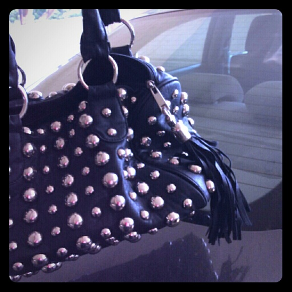 Silver Large Circle Studs Handbag