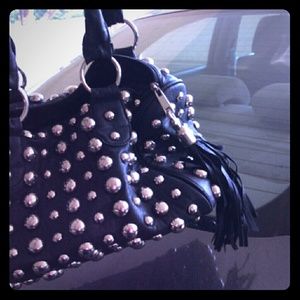 Silver Large Circle Studs Handbag