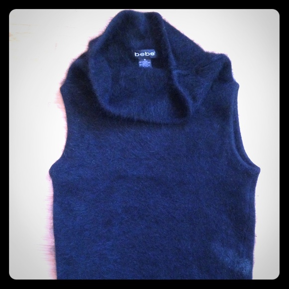 Bebe sexy sleeveless cowl neck angora sweater