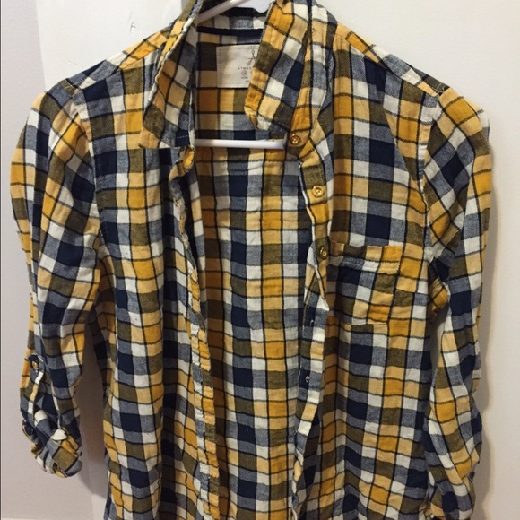 Yellow & Navy Plaid Shirt