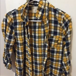 Yellow & Navy Plaid Shirt