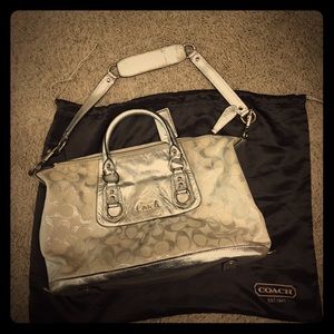 Authentic Coach purse. Silver and white