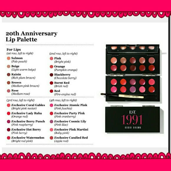 Bobbi Brown 20th Anniversary Lip Palette