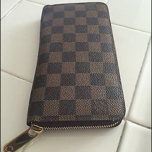 Auth LOUIS VUITTON Damier Canvas Wallet Long Zip