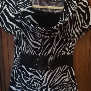 Zebra Print Scoop Neck Top