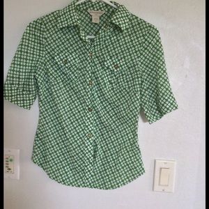 Green and white Banana Republic button down-XS