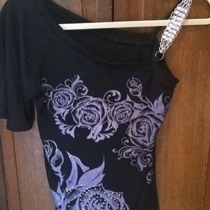 Black rose one shoulder top
