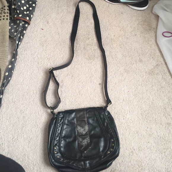 Black leather satchel