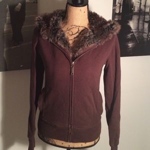 Fur-lined hoodie