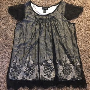Black/White Lace Top