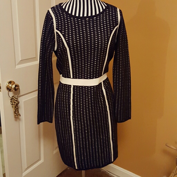 Calvin Klein, Blk white sweater dress