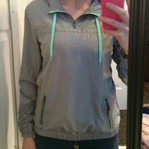 Gray and mint green pull over jacket