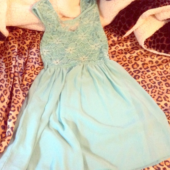 Teal lace dress