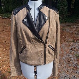 FREE PEOPLE Linen-faux leather Jacket