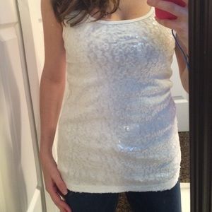 White sequin tank top