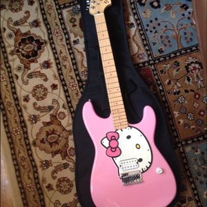 Pink electric guitar
