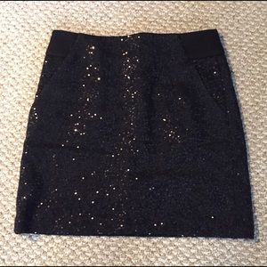 Black sequin wool skirt