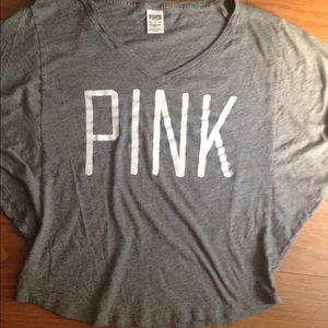 VS pink gray slouchy top.