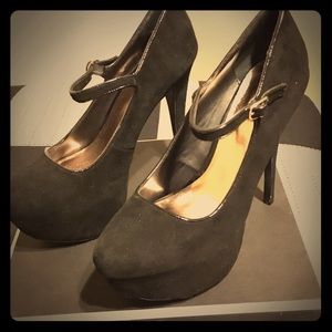 NWT ShoeMint Black Suede Platform Mary Janes