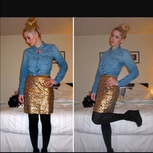 Madewell sparkler gold sequin skirt