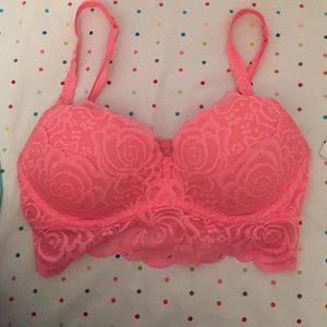 Pink lace bra