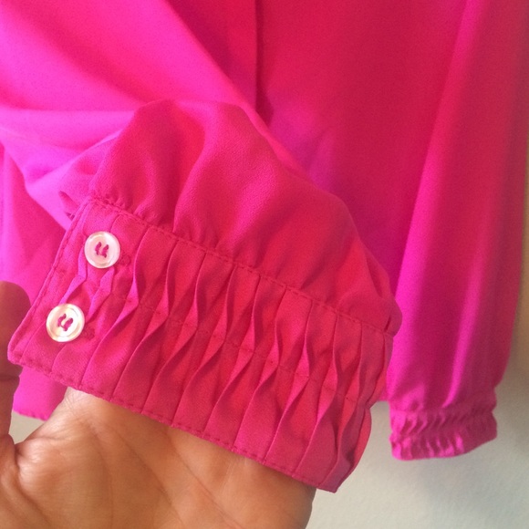 Hot Pink Gibson Latimer Button Down Blouse - Picture 3 of 4