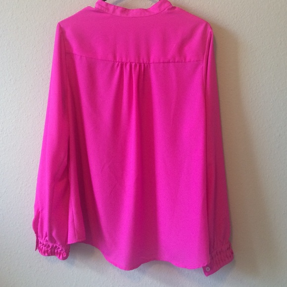 Hot Pink Gibson Latimer Button Down Blouse - Picture 4 of 4