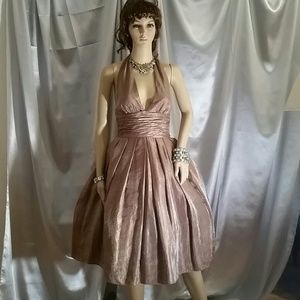 Brown Halter Cocktail Dress.