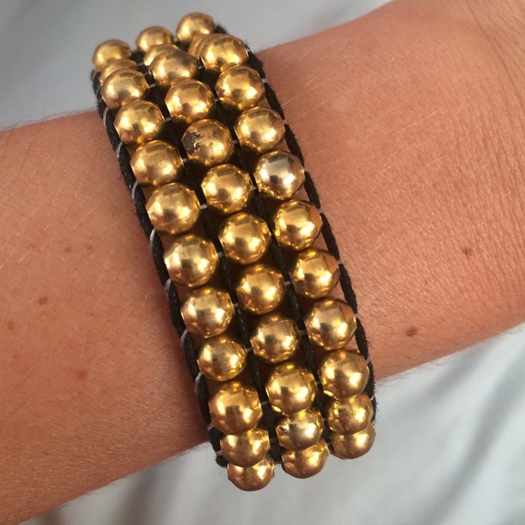 Gold and black wrap bracelet