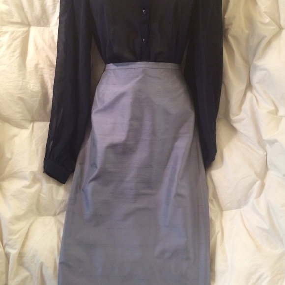 DANA BUCHMAN Textured Silk Straight Skirt - Picture 3 of 4