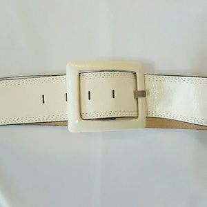 Winter white wide belt