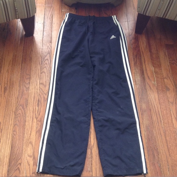 Adidas Pants - Adidas navy track pants w/ side zips
