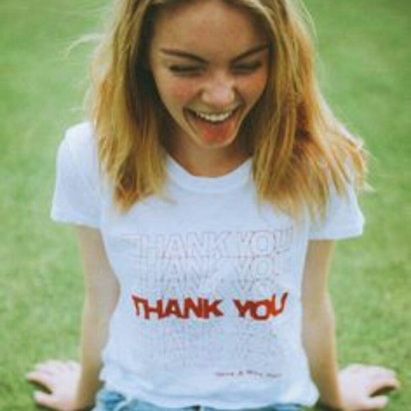 Brandy Melville nwot thank you tee +free stickers
