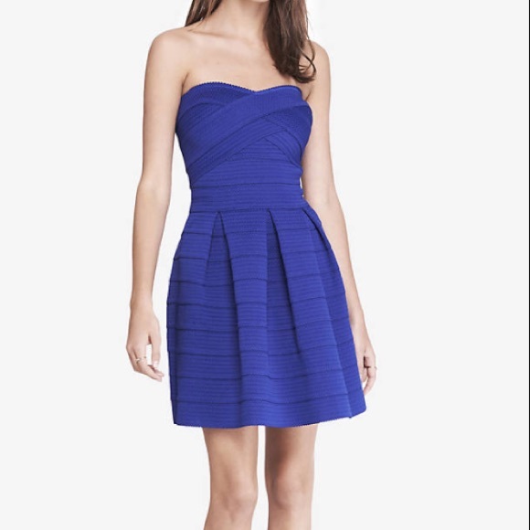 NWT Blue Elastic Fit & Flare Dress