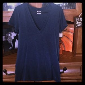 PINK navy blue v neck tee