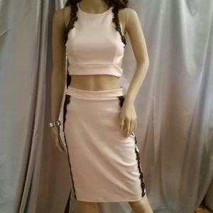 Pink Matching Set- Crop Top With Skirt. NWT