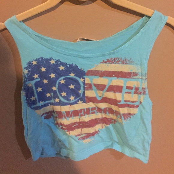 Blue muscle crop top