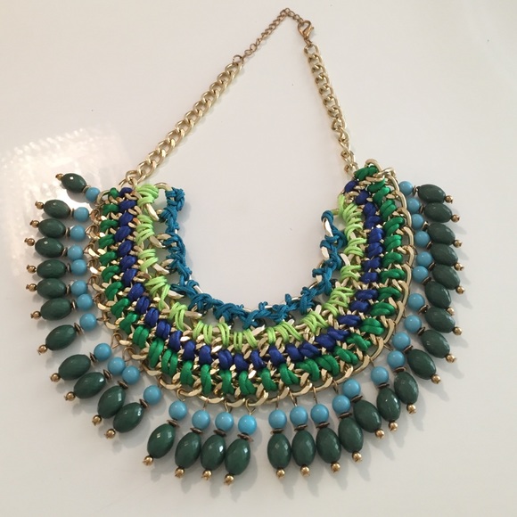 Green and blue statement necklace