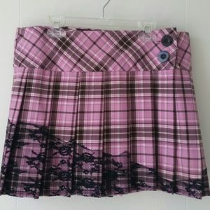 Unique Lace Plaid Skirt